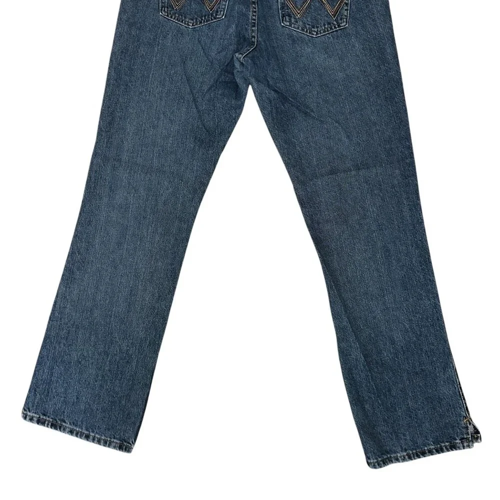 Wrangler Straight Leg Juniors Womens Jeans 11 12 32 Medium Wash Pockets Logo - Picture 7 of 8